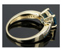 side view of london blue topaz blue and white diamond ring in 10k yellow gold