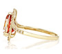 side view of mystic quartz and white zircon pear halo ring in 10k yellow gold
