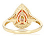mystic quartz and white zircon pear halo ring in 10k yellow gold