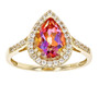 mystic quartz and white zircon pear halo ring in 10k yellow gold front