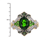 chrome diopside and diamond ring in 10k yellow gold scale
