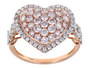 pink and white diamond heart ring in 14k rose gold