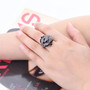 black garnet cluster ring in rhodium over sterling silver