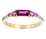 rhodolite garnet and white diamond stackable band ring in 10k yellow gold
