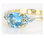 sky blue topaz cluster ring in 10k yellow gold