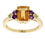 full view of citrine multi gemstone ring and jacket set in 18k yellow gold over sterling silver