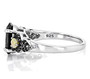 side view of black spinel and opal ring in black and white rhodium over sterling silver