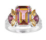 mystic quartz citrine rhodolite garnet and zircon ring in rhodium over sterling silver