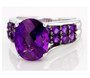 front view of amethyst bridge ring in rhodium over sterling silver