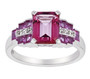 pink topaz and lab pink and white sapphire ring in rhodium over sterling silver