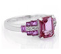 front view of pink topaz and lab pink and white sapphire ring in rhodium over sterling silver