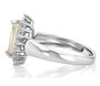 side view of marquise ethiopian opal and white zircon halo ring in rhodium over sterling silver
