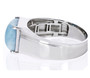 side view of larimar and white zircon gents ring in rhodium over sterling silver