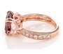 side view of pink and white cz ring in 18k rose gold over sterling silver