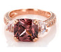 front view of pink and white cz ring in 18k rose gold over sterling silver