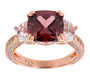 pink and white cz ring in 18k rose gold over sterling silver