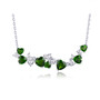 chrome diopside and zircon heart bar necklace in rhodium over sterling silver