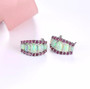 full view of ethiopian welo opal and rhodolite garnet earrings in rhodium over sterling silver