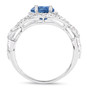 back view of sapphire and diamond ring in 14k white gold