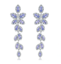 tanzanite dangle earrings in rhodium over sterling silver