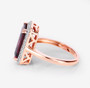 rhodolite garnet and diamond halo ring in 14k rose gold side