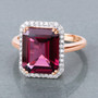 rhodolite garnet and diamond halo ring in 14k rose gold live