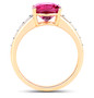 full view of pink tourmaline and diamond ring in 14k yellow gold