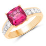 pink tourmaline and diamond ring in 14k yellow gold