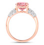 full view of pink tourmaline and diamond ring in 14k rose gold