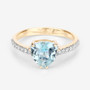 aquamarine diamond ring in 14k yellow gold flat