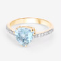 aquamarine diamond ring in 14k yellow gold angle two