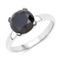 natural three carat black diamond round solitaire wedding ring front