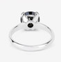 full view of round black diamond solitaire ring in 14k white gold