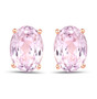 7x5mm oval kunzite stud earrings in solid 14k rose gold