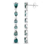 side view of blue diamond dangle earrings in solid 14k white gold