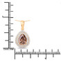 brown and white diamond pear halo pendant necklace in two-tone 18k yellow and white gold shown for size comparison