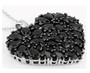 side view of black spinel heart cluster pendant necklace in rhodium over sterling silver