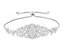 white zircon cluster bolo bracelet in rhodium over sterling silver
