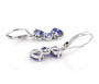 back view of tanzanite dangle earrings in rhodium over sterling silver