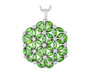 chrome diopside and white zircon cluster pendant necklace in rhodium over sterling silver