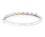 back view of multi gemstone oval bangle bracelet in rhodium over sterling silver