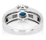 back view of turquoise and white zircon ring in rhodium over sterling silver
