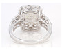 back view of ethiopian opal and white topaz halo ring in rhodium over sterling silver