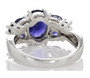 back view of iolite and white zircon cluster ring in rhodium over sterling silver