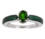 chrome diopside and malachite inlay ring in rhodium over sterling silver