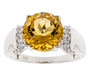 citrine and white topaz ring in rhodium over sterling silver