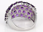 back view of amethyst cluster wide band ring in black and white rhodium over sterling silver