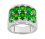 chrome diopside cluster wide band ring in rhodium over sterling silver