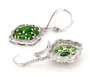 back view of chrome diopside and zircon halo leverback earrings in rhodium over sterling silver