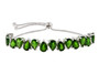 pear chrome diopside bolo bracelet in rhodium over sterling silver